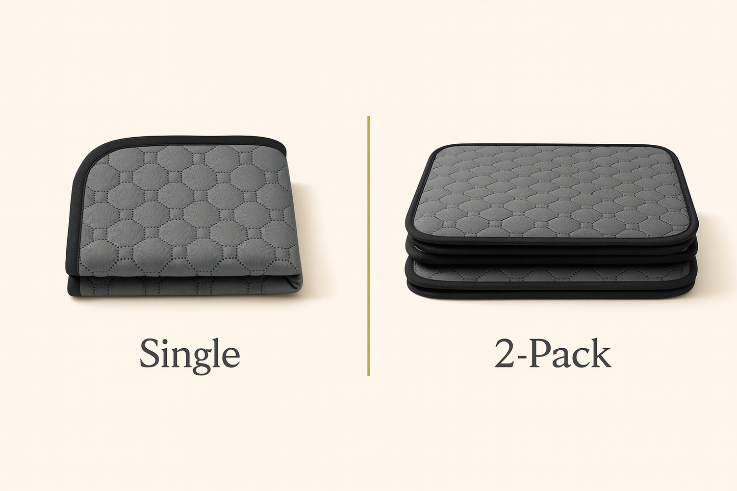Comparison of a single car seat cushion and a two-pack on a light beige background